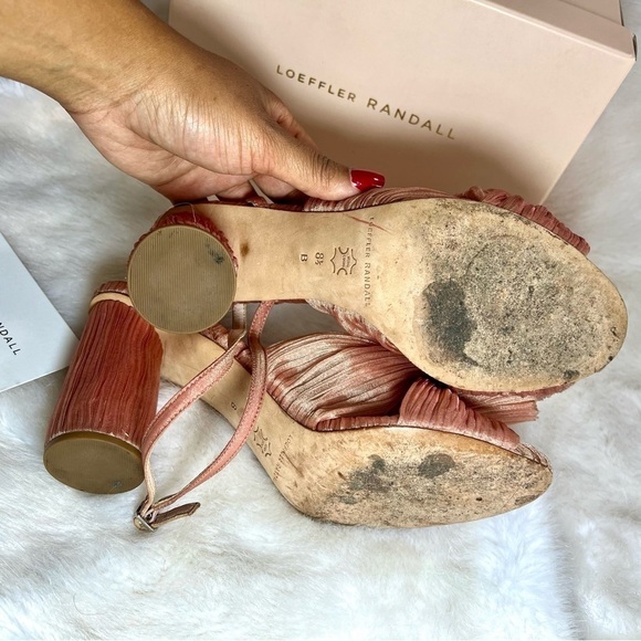 Loeffler Randall light pink sling back shoes camellia sandals chunky heels - Picture 9 of 13